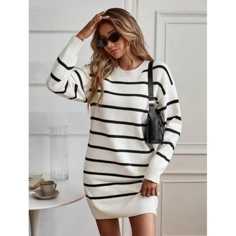 

Женский трикотажный воротник Dr Stripe Pattern Faionable Ciwalk Coolmax Fiber среднего возраста и ly с девятью точками воротника све