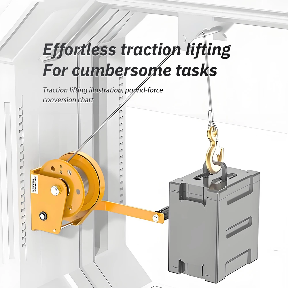 Portable Hand Winch Boat Trailer Winch Two-Way Self-locking Operated Manual Hand Crank Winch Small Hoist