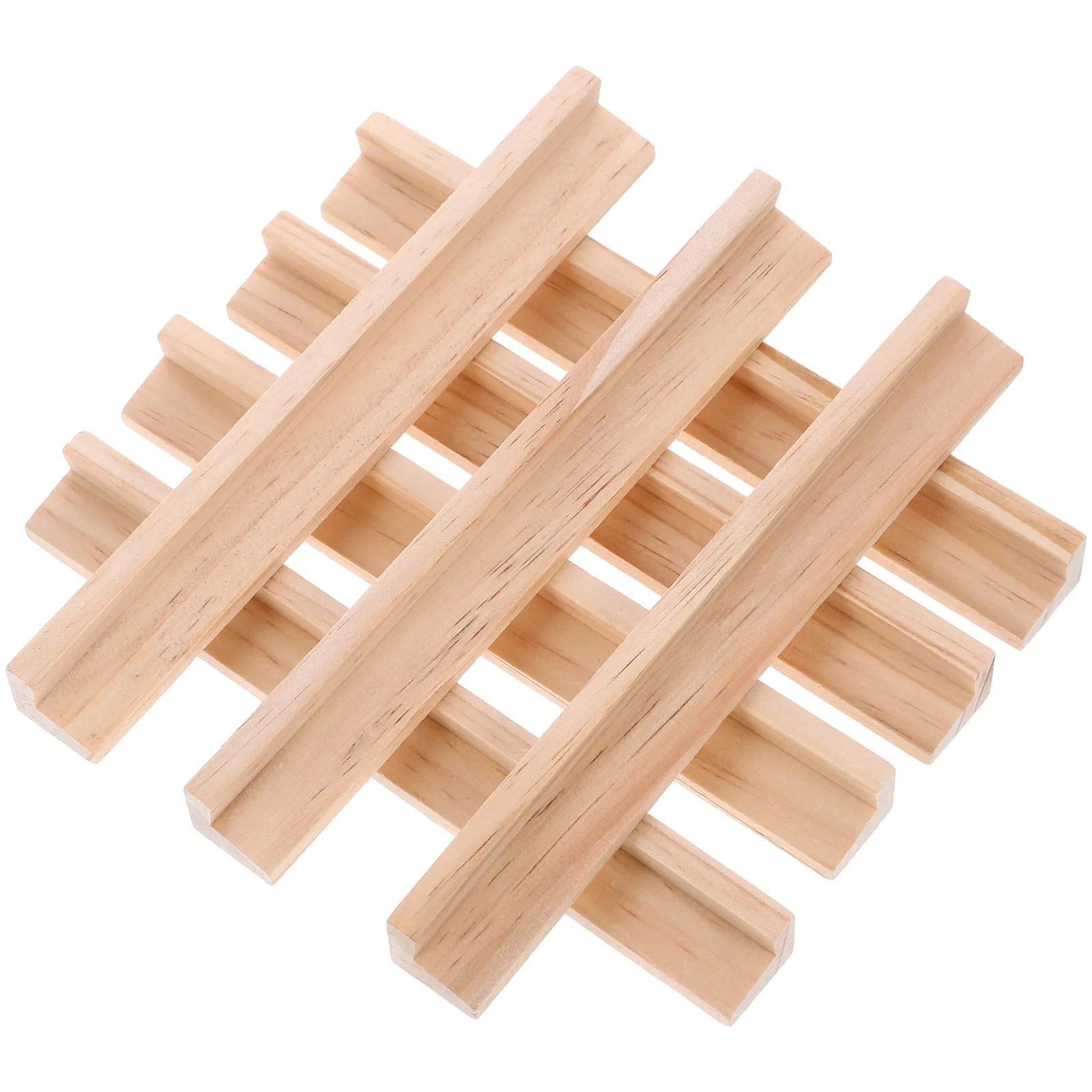 

8Pcs Wooden Domino Trays Alphabet Display Racks Multi-Function DIY Desktop Holders for Cards Gaming Accessories
