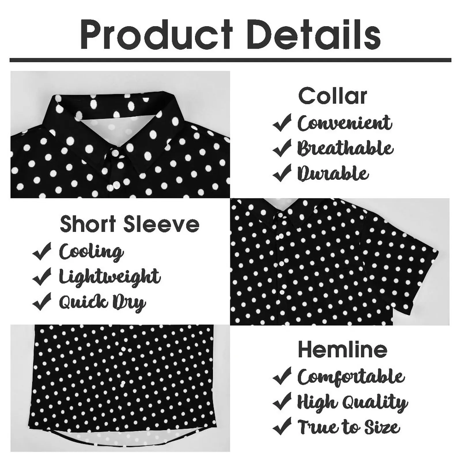 White Polka Dots Loose Shirt Male Beach Black Retro Print Casual Shirts Hawaiian Graphic Short Sleeve Stylish Oversized Blouses