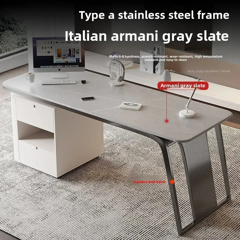 

minimalist bright rock slab desk simple modern study writing desk light luxury style desk