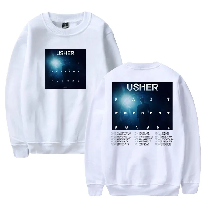 Usher Singer 2024 The Past Present Future Tour Merch Unisex Crewneck Long Sleeve Streetwear Women Men Sweatshirt Fashion Clothes