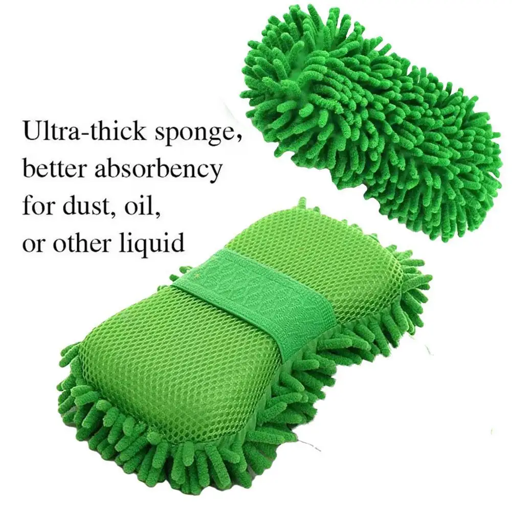 1/2 قطعة قفازات إسفنجة غسيل السيارات سوبر ماصة ستوكات الشنيل المحمولة تنظيف E-الدراجة أداة غسل مجاني قفاز خدش Aut F0V1 #1