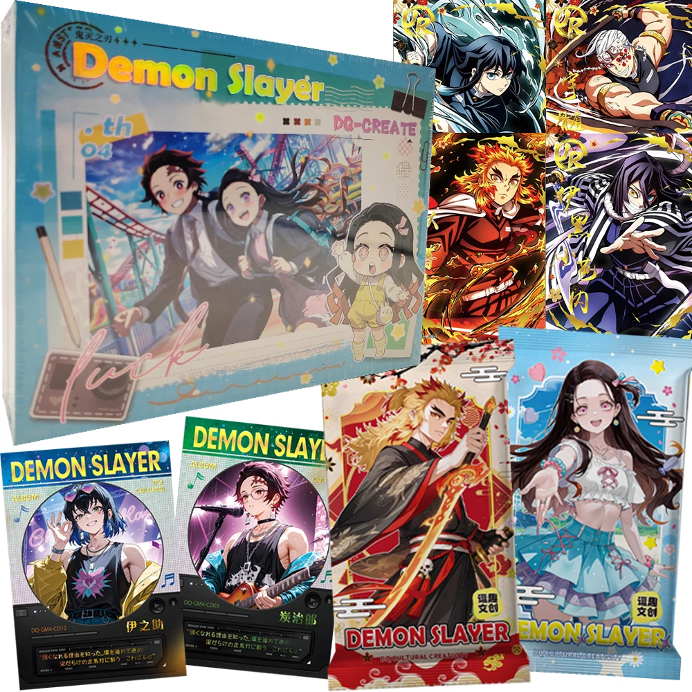 

Demon Slayer Collection Cards Popular Anime Protagonist Cute Pet Happy Time Commemorative Cards Creative Peripherals Toys Gifts