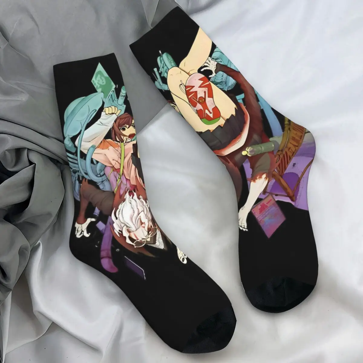 Anime Dandadan- OkarunMomo Socks Casual Stockings Men Breathable Climbing Socks Winter Design Non Slip Socks