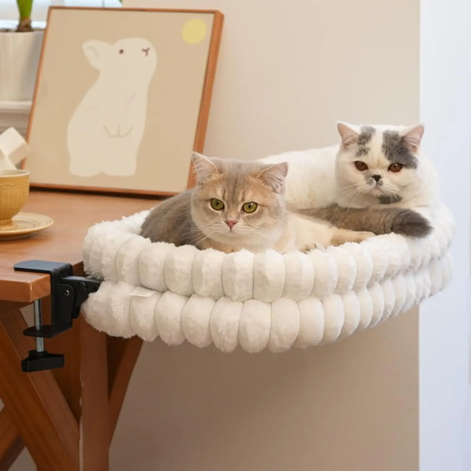 

Складной гамак для кошек с двусторонней подушкой для стола, подходит для средних и крупных питомцев, белый, большой размер