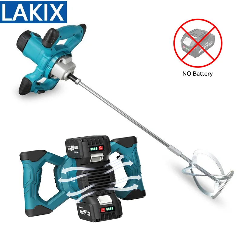 6 Speed Electric Paint Concrete Mixer Brushless Handheld Paddle Ice Mix Mixer Adjustable Electric Mixing Rod For Makita battery