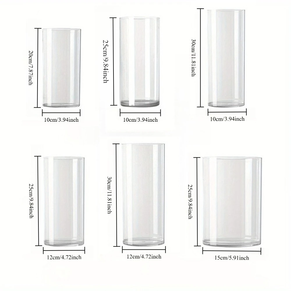 Unbreakable Acrylic Straight Vase Simple Round Flower Hydrating Bucket Home Tabletop Decor