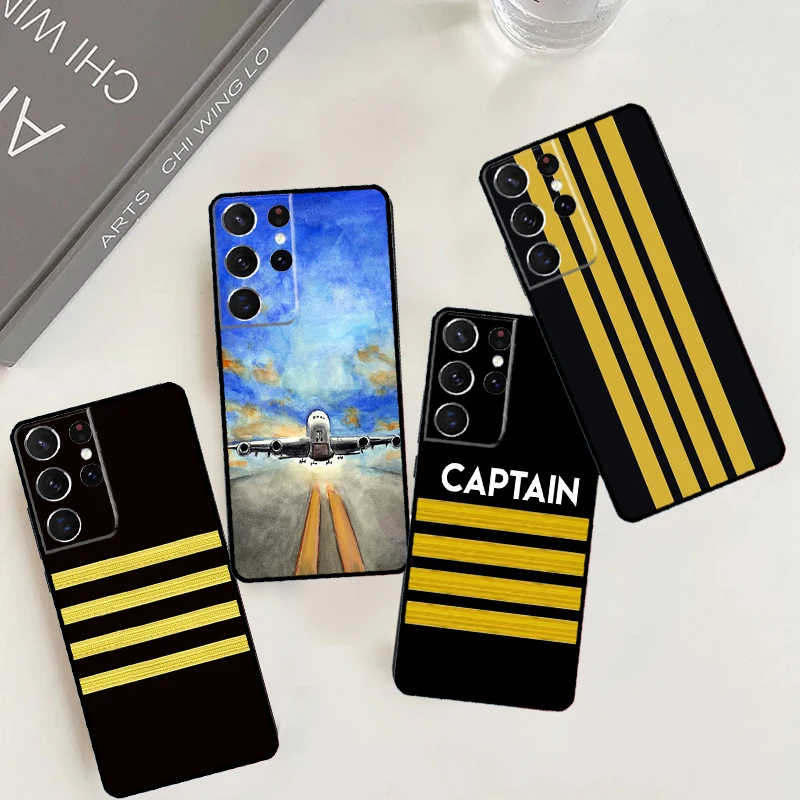 Airplane Pilot Epaulette Case For Samsung Galaxy S24 S23 Ultra S22 Note 10 Plus Note 20 S9 S10 S21 FE S20 FE Cover