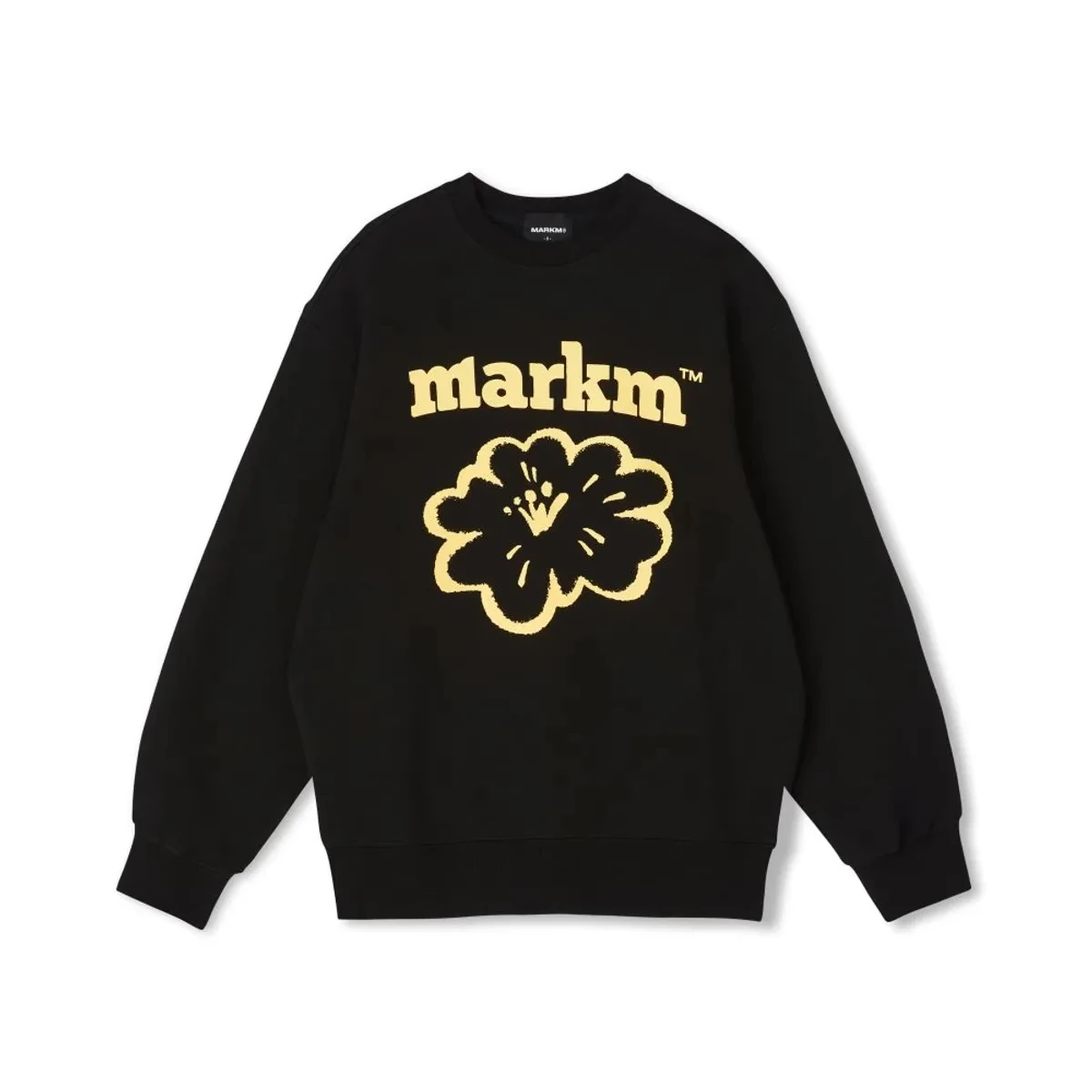 

MARKM Korean Version Casual Letter Floral Print Crew Neck Hooded Sweater Collection Vintage Casual Street Crew Neck Pullover