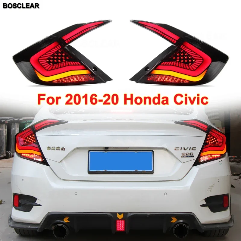 

2X For Honda Civic 10th Tail Lights Dynamic Turn Signal 2016 2017 2018 2019 2020 12v Led Car Tail Lights Taillight Rear Fog Lamp