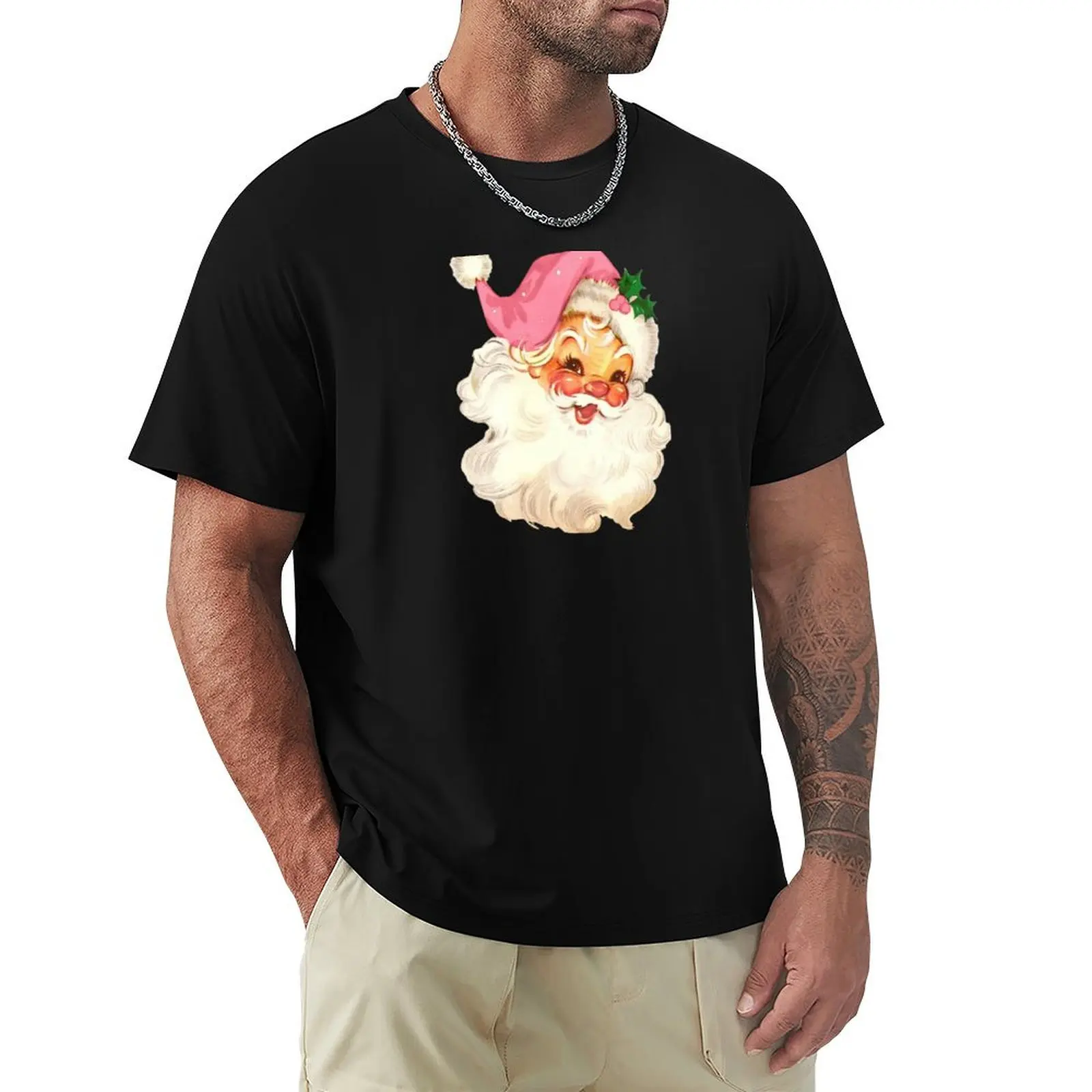 

Retro Santa Claus Pink T-Shirt clothes croswit shirt man for a boy mens vintage t shirts