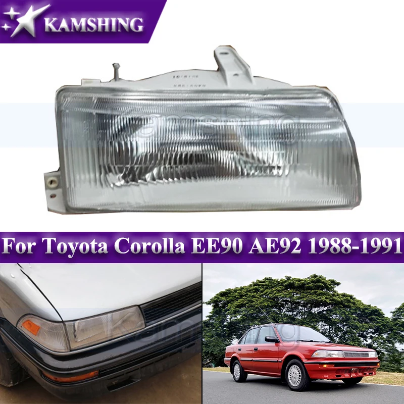 Kamshing Front Bumper Headlight For Toyota Corolla EE90 AE92 1988-1991 Head Light Headlamp Head Lamp