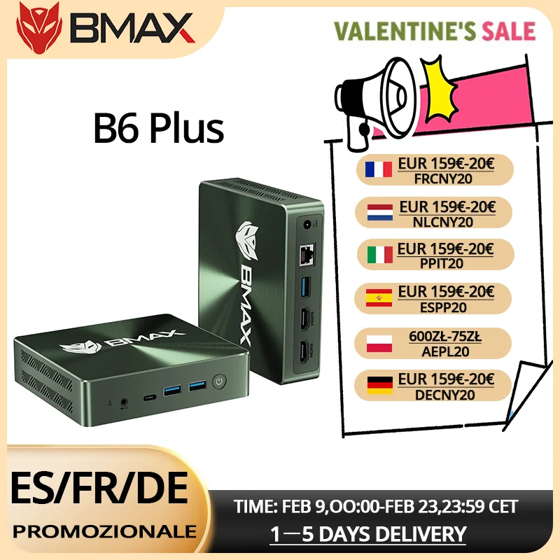 BMAX B6 Plus Mini PC Intel I3-1000NG4 Windows 11 PC 12GB DDR4 RAM 512GB NVMe SSD WIFI 5 USB 3.0 USB * 3 HDMI * 2 Bluetooth4.2