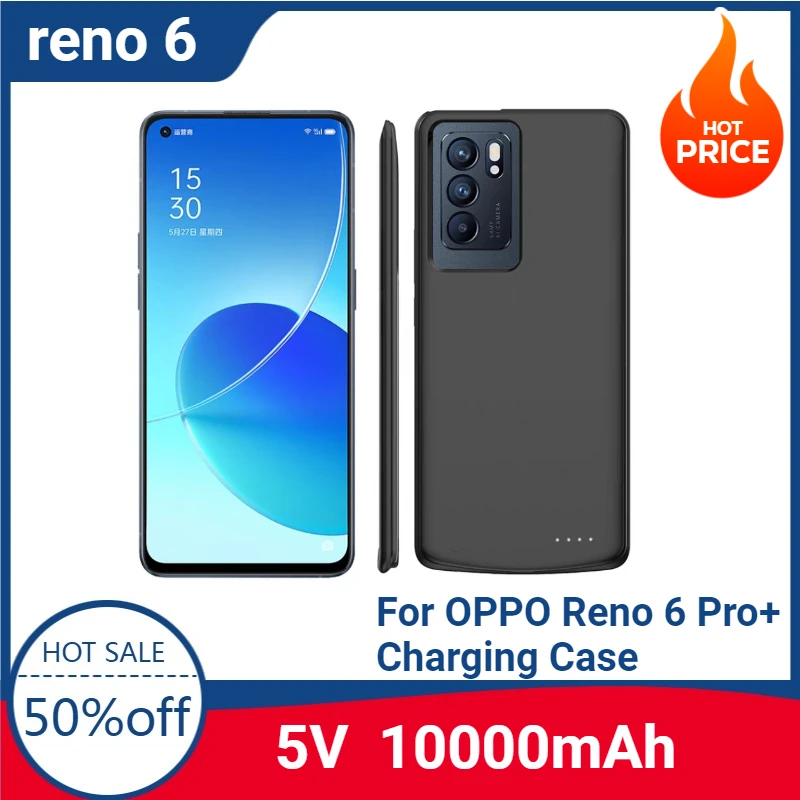 New 10000mAh Portable Powerbank Cover For OPPO Reno 6 Pro Plus Battery Cases Power Bank Cover For OPPO Reno 6 Pro+ Charging Case