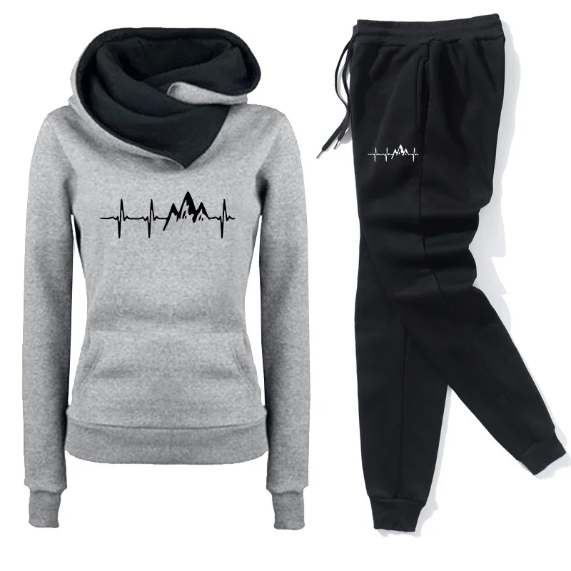 Diário outono inverno qualidade hoodies agasalho feminino casual impressão única calças esportivas conforto ao ar livre jogging ginásio mulher moda