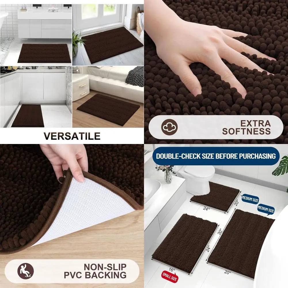 

Плотный и впитывающий полосатый коврик для ванной, мягкий плюшевый коврик для душа, нескользящий, можно стирать в машине, 59x35 см, коричневый