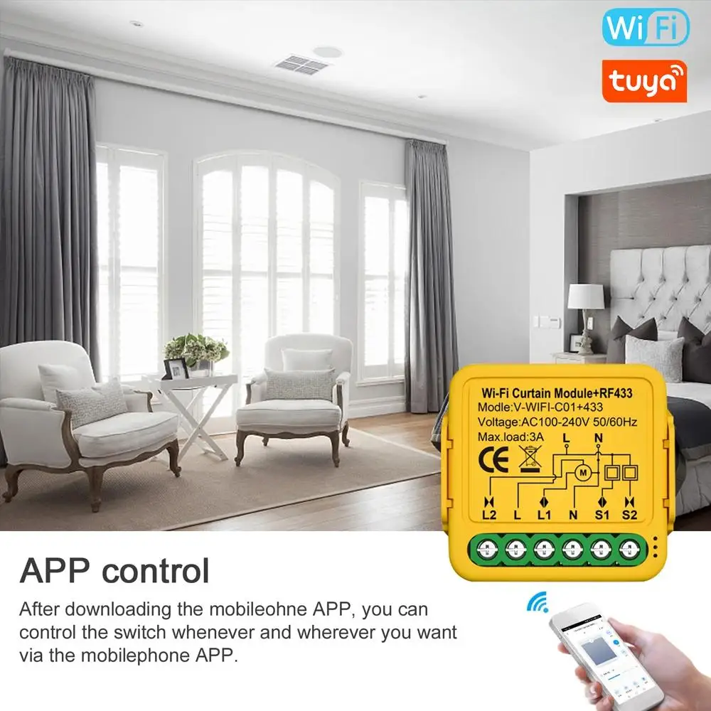 Tuya WiFi Smart Curtain Switch Module Roller Shutter Motor Controller Switch Smart Life APP Works with Alexa Google Home