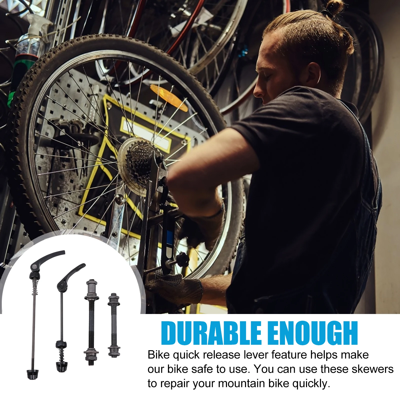 

Quick Disassembly Set Bike Release Bicycle Wheel Hub Skewers Axles Component Parts for Most Bikes Metal Hollow