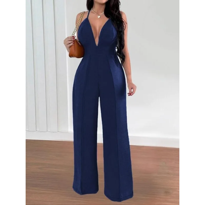 

Sexy Wide Leg Jumpsuit Hot Girl Suit Fashionable All-Match Women's Spring Autumn Winter Seasonal Wear