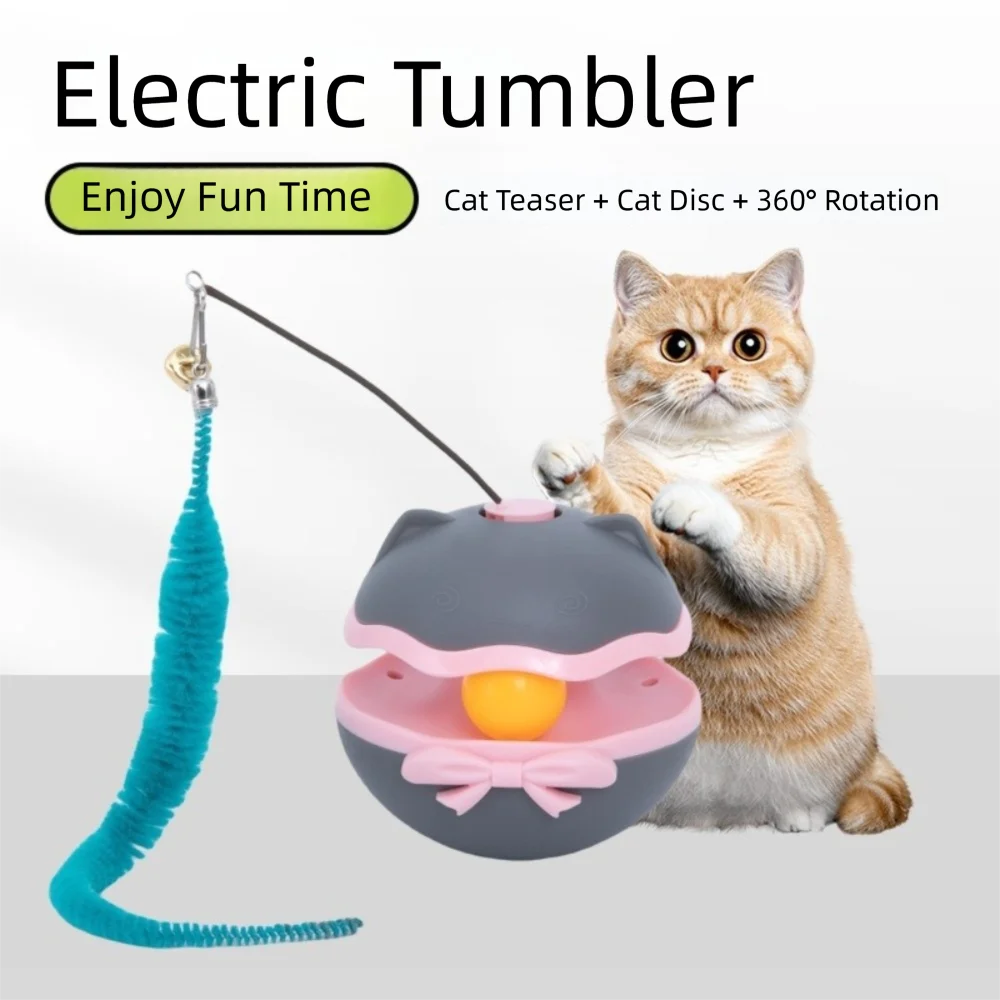 

With Bell Cat Tumbler Toy Rotating Tumbler Design Electric Cat Roller Track Roller Track Cat Teasing Stick Cat Entertainment