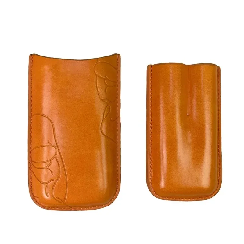 

Travel Cigar Leather Case Holster Hold 2 Pcs Cigars Tubes Gift for Man Husband Humidor Pouch Somking Accessories