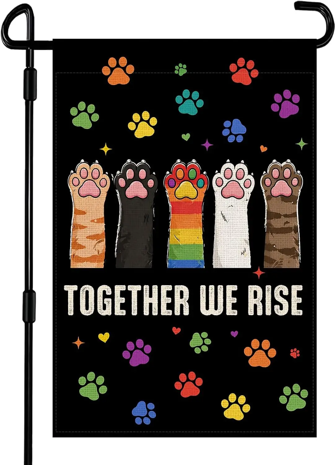 Together We Rise Garden Flag 12x18 Inch Double Sided Burlap Pride Rainbow Equality Inclusion Outdoor Flag for Yard, Farmhous kkz