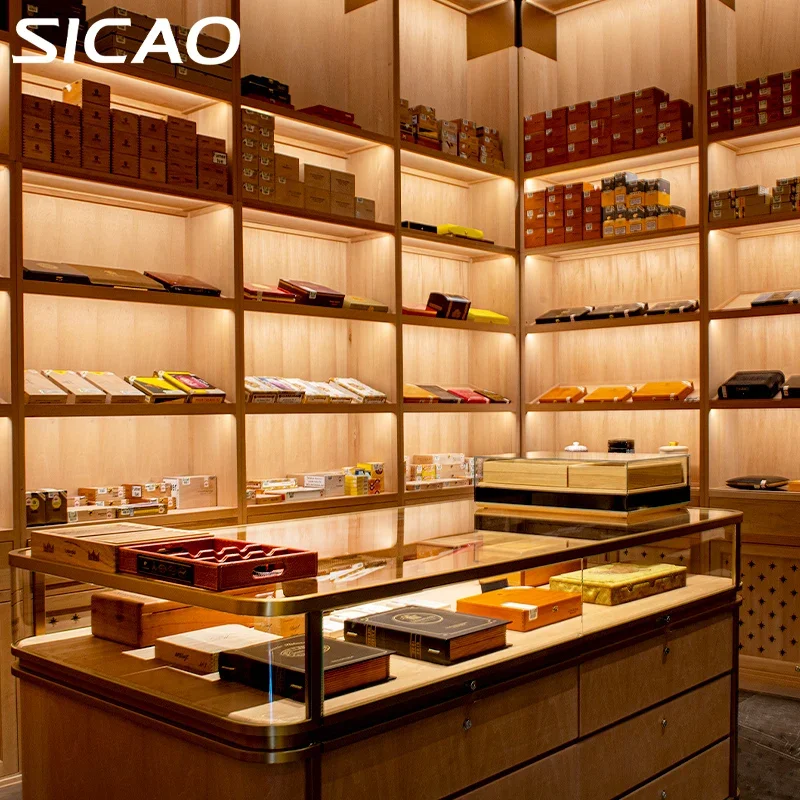 Custom Design Luxury Cigar Room Humidifier Refrigerated Fridge Humidor Abinet Intelligent Humidity Temperature Control