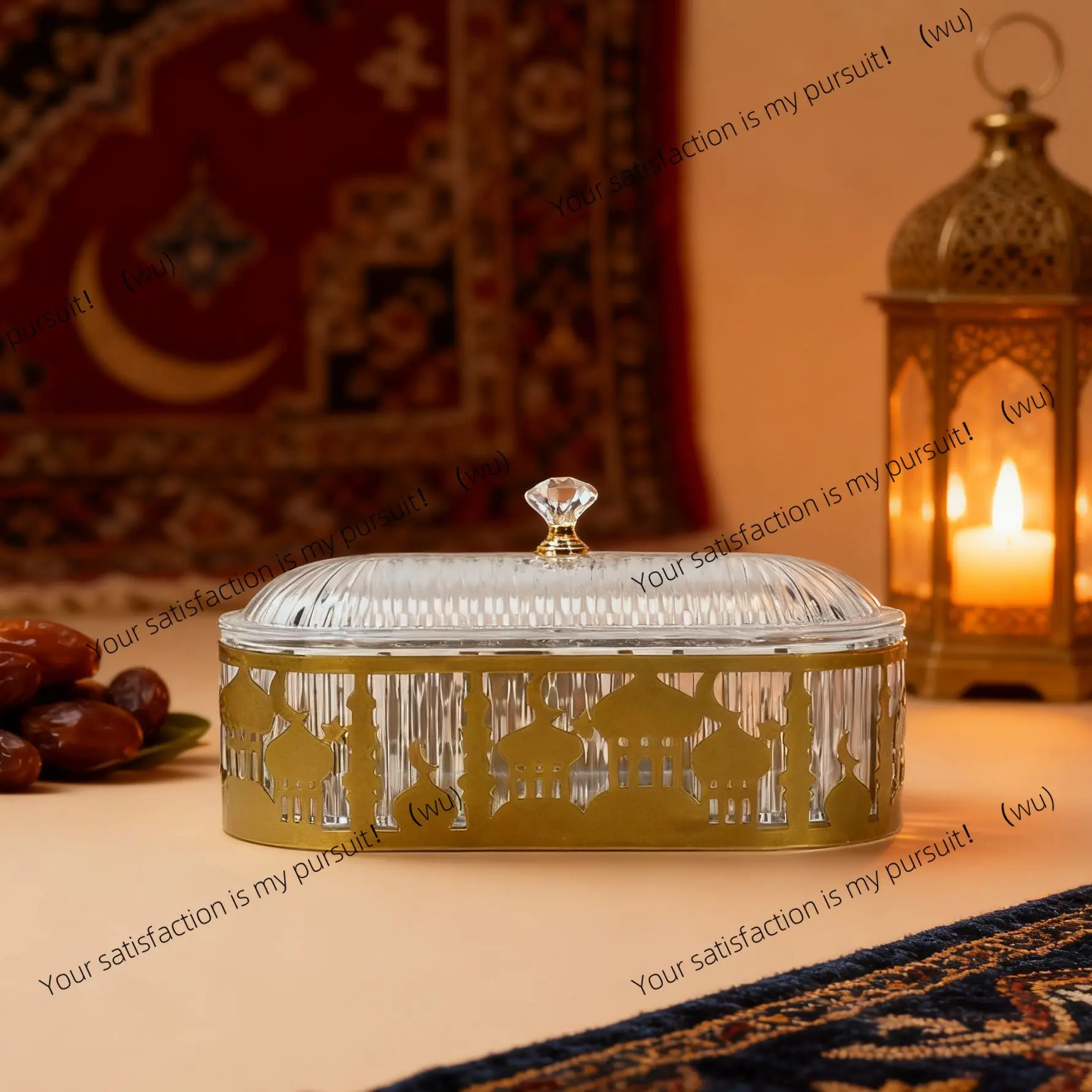 Middle East Arab Festival Gold Wrought Iron Storage Tray Candy Box Home Decoration Ornament