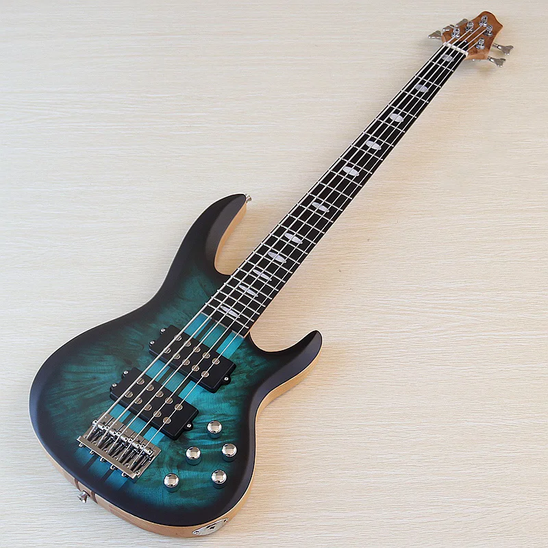 

Верхняя шея Tree Burl через 5-струнную активную электрическую бас-гитару с градиентом 43-дюймового корпуса из ясеня с матовой отделкой зеленого и желтого цвета