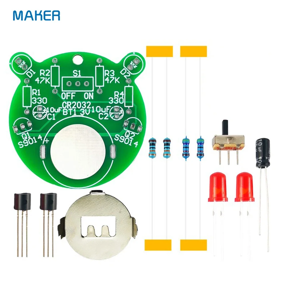 LED Flicker Light DIY Kit Triode Control Self-excited Multi-resonant Swing Circuit Electronic Production Spare Parts