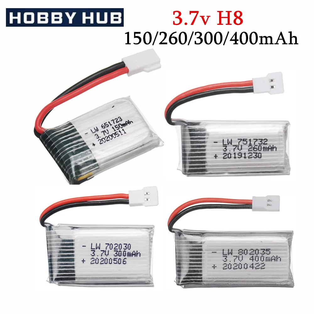 3.7V 150mAh 260mAh 300mAh 400mAh RC Palne Rechargeable lipo Battery for Remote Control FX620 FX820 F22 SU57 Mige530 Airplanes