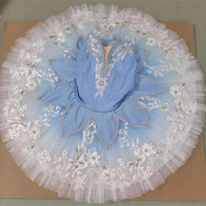 

Popular Elegant And Generous Professional High Quality Costom Size Girls Kids 12 Layers Performance Wear Light Blue Ballet Tutu