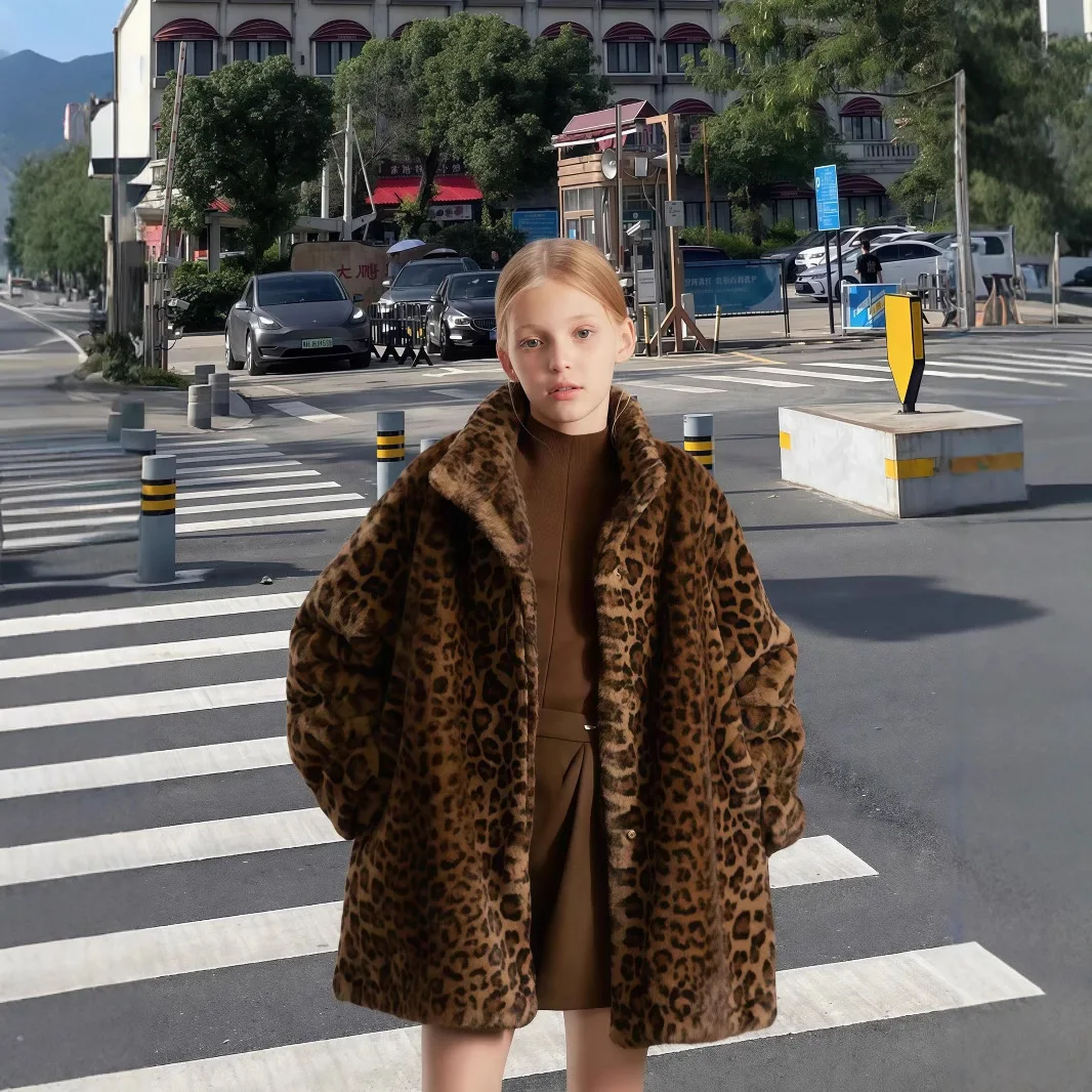 المال القديم الشتاء النساء معطف الفرو البيئي ليوبارد طباعة مقنعين جيوب الإناث ايكو الفراء سترة كول عالية الشارع فرو المنك أبلى لسيدة #2