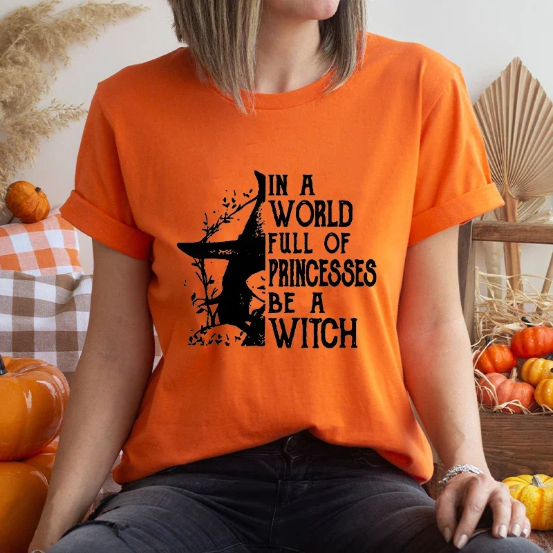 Tee Top Women Fashion Casual Ladies T-shirt Thanksgiving Witch Face Style Trend Clothes Halloween Graphic Print T Shirt Clothing