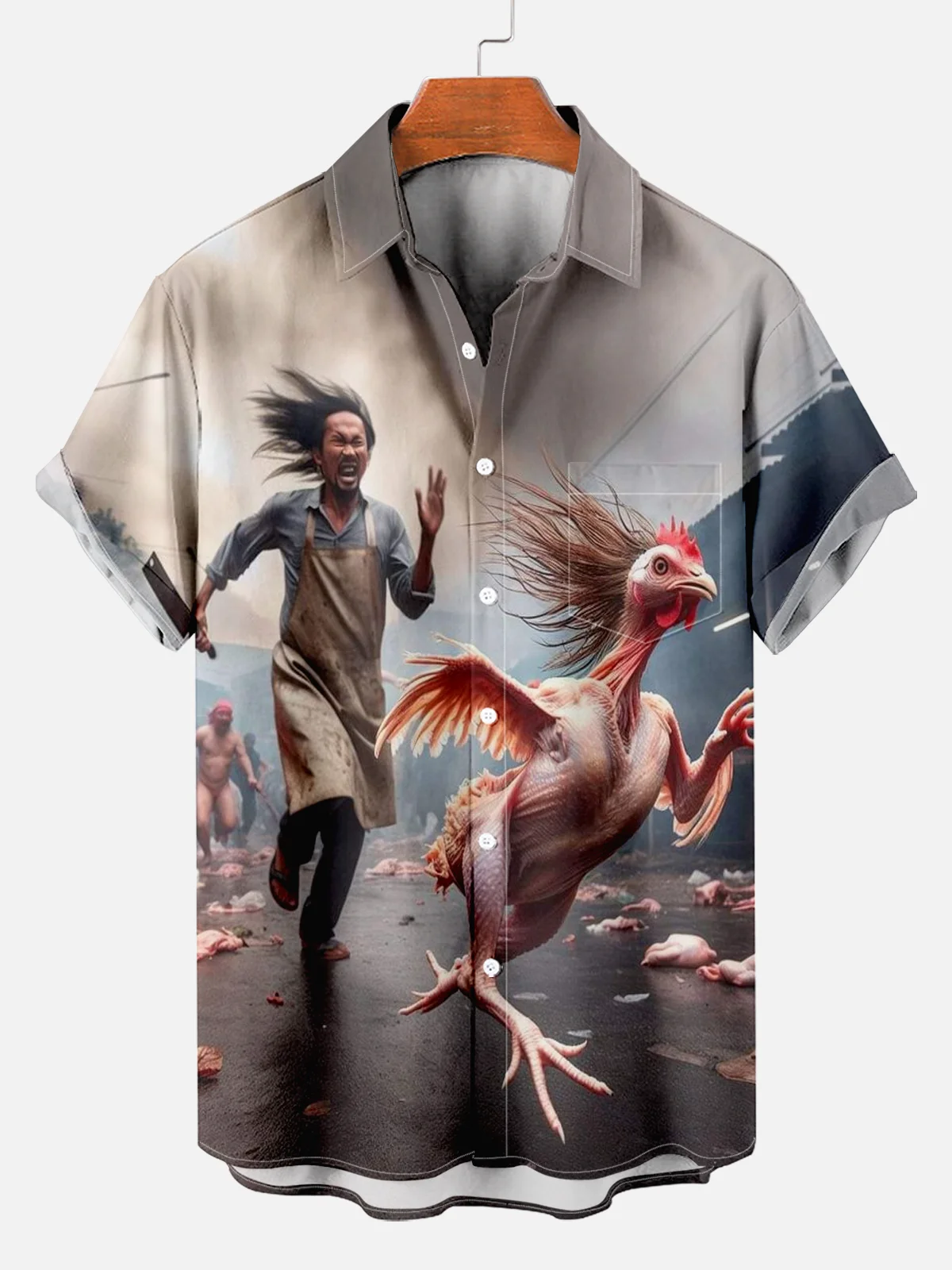 Divertente camicia da corsa Casual da uomo con stampa gallo camicia a maniche corte da uomo estate allentata spiaggia Oversize Top camicie da uomo per ragazzi