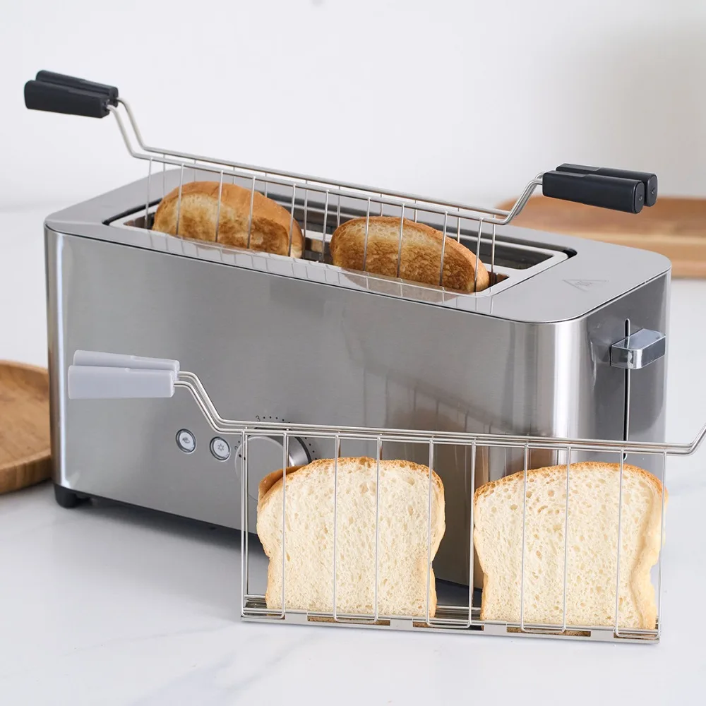 Stainless Steel Toaster Grill Rack Anti-scald Handle Heat-resistant Toast Slice Holder Professional Sandwich Holder Hotel