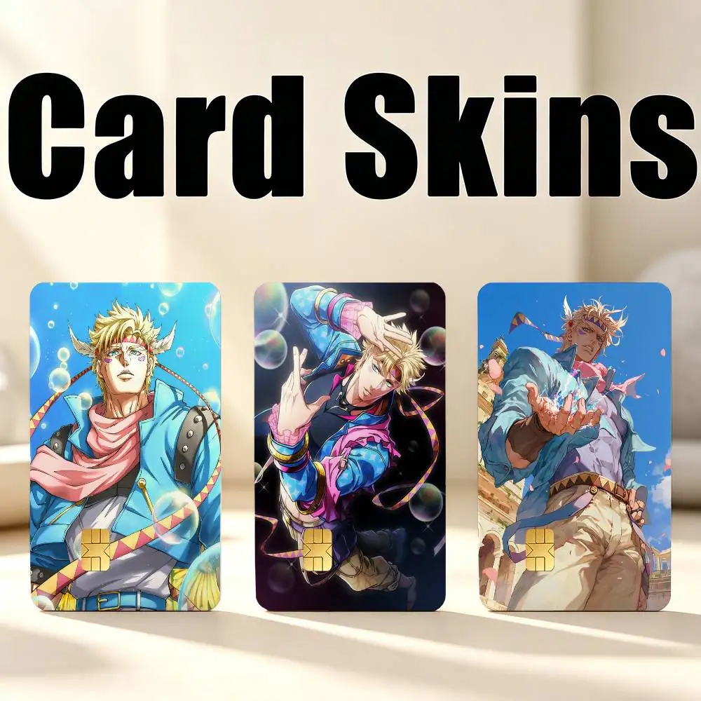 Jojo C-Caesar Zeppeli 1Set 4Pcs Card Skin Stickers, Waterproof Decorative Film for Credit Debit Bank Bus IC Cards