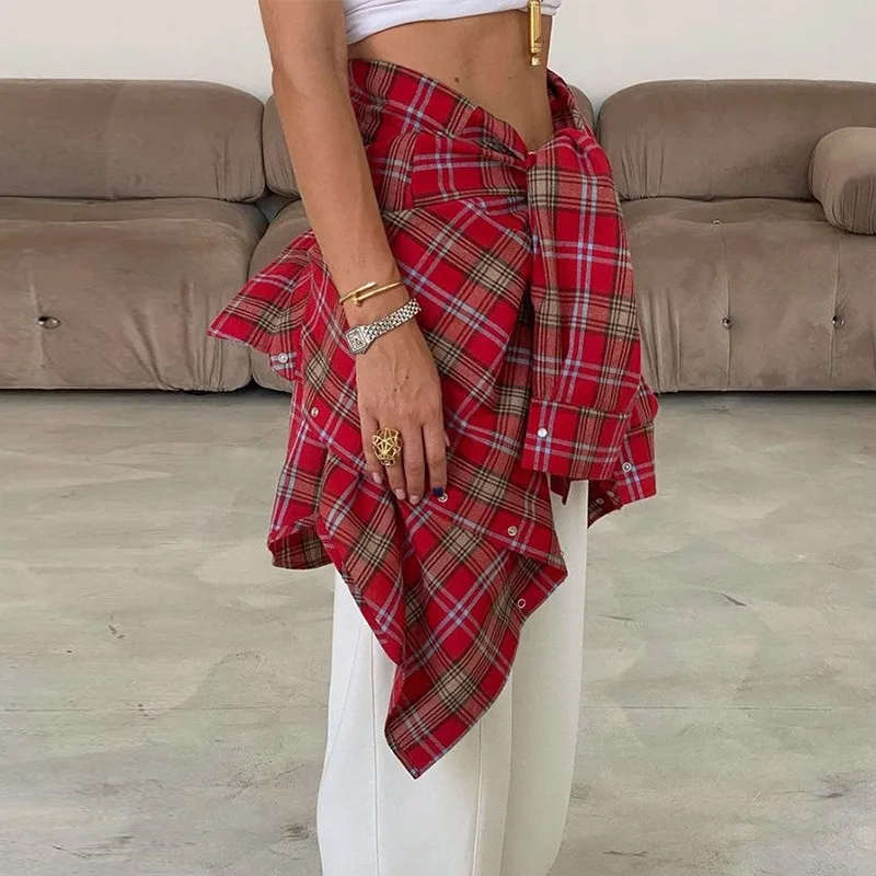 Trendix Fall Plaid Cardigan Shirts For Women 2025 New Street Casual Loose Long Sleeve Long Coats Autumn Basic Commuting Jacket