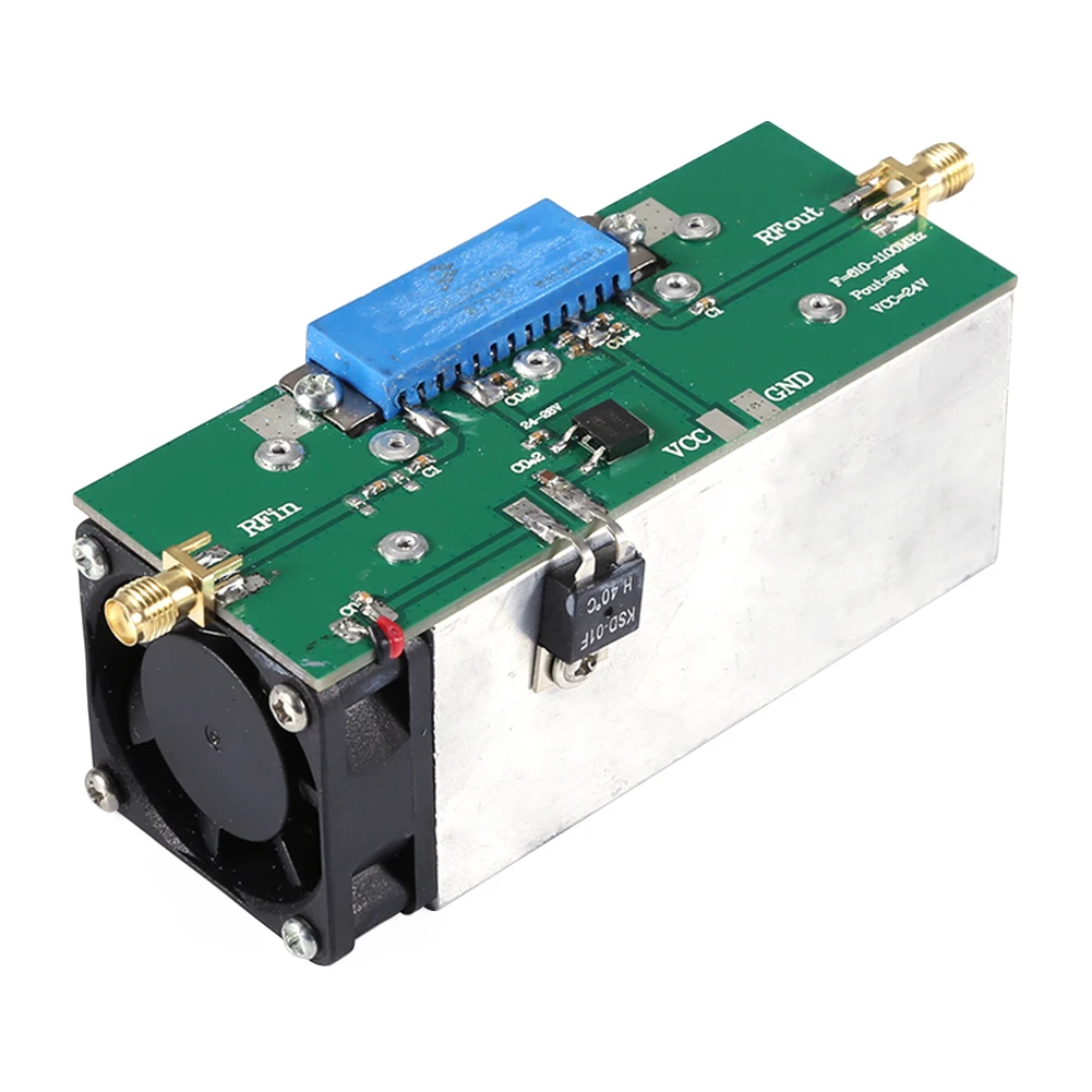 RF Power Amp 600-1100MHz Gain=30dB Pout=8W with Heat Sink RF Amplifier AMP Amplifier for Ham Radio