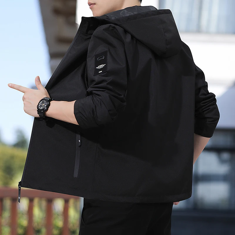 العلامة التجارية العصرية الربيع والخريف موسم 2025 جديد مقنعين سترة للرجال يندبروف ملابس العمل غير رسمية لارتداء الملابس