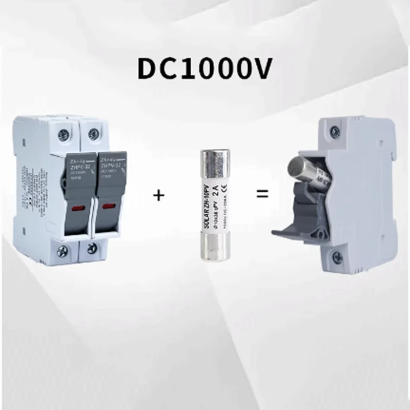 DC1000V fuse photovoltaic combiner box fuse10x38mm fuse core ZHPV-32 2p Holder High Breaking Capacity Fuses for Solar PV