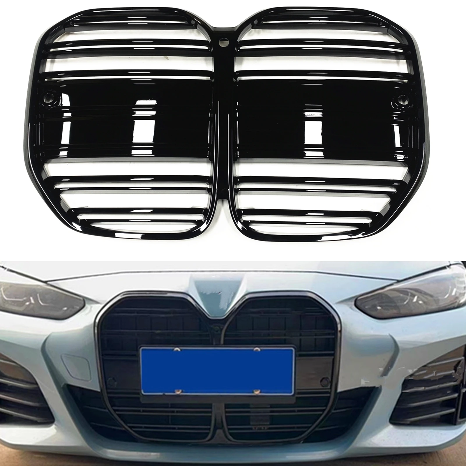 Front Grille For BMW 4 Series G22 G23 2021-2024 2 Door Only 430i GT Style Black Car Upper Bumper Intake Hood Mesh Grills Grid