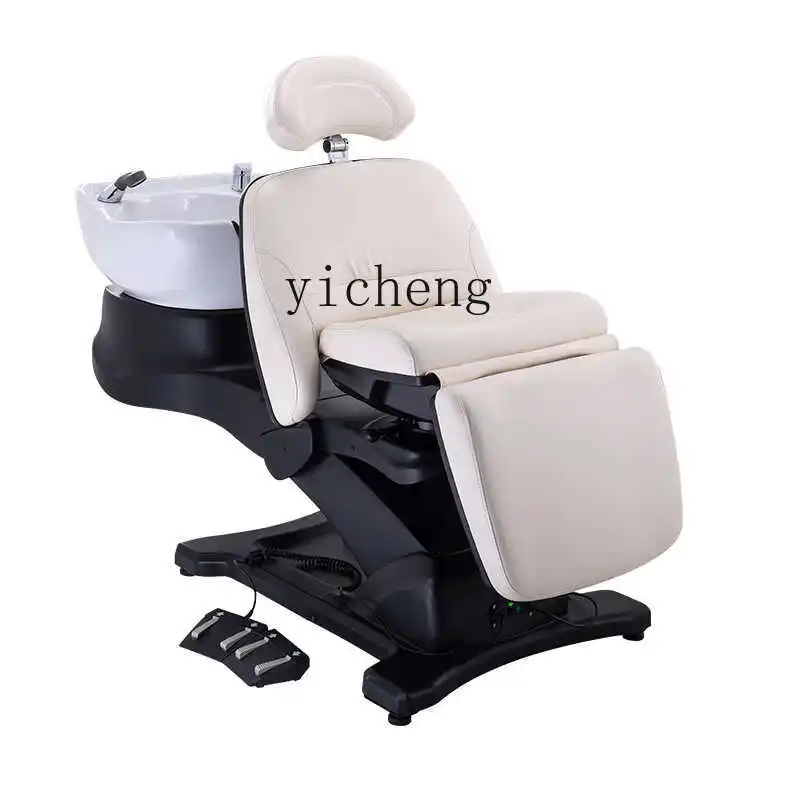 ZF High-Grade Electric Lifting Shampoo Chair Hair Saloon Dedicated Ceramic Basin Flushing Bed Water Heater