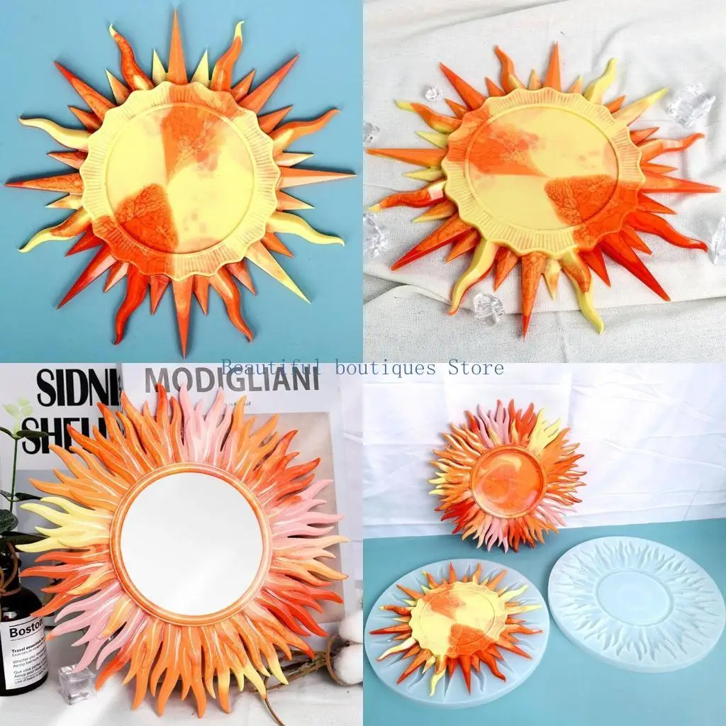 

U4LF Sun Mirror Resin Mold, Decorative Wall Mirror Silicone Moulds for Resin Cast