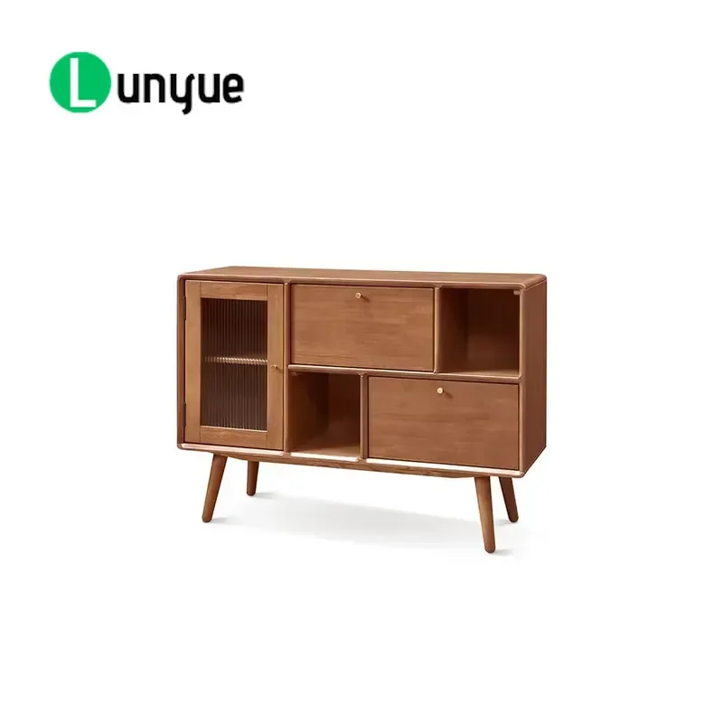 Modern Solid Wood Side Cabinet with Door Storage Furniture for Living Room Dining Room Home Decor Space Saving Organizer