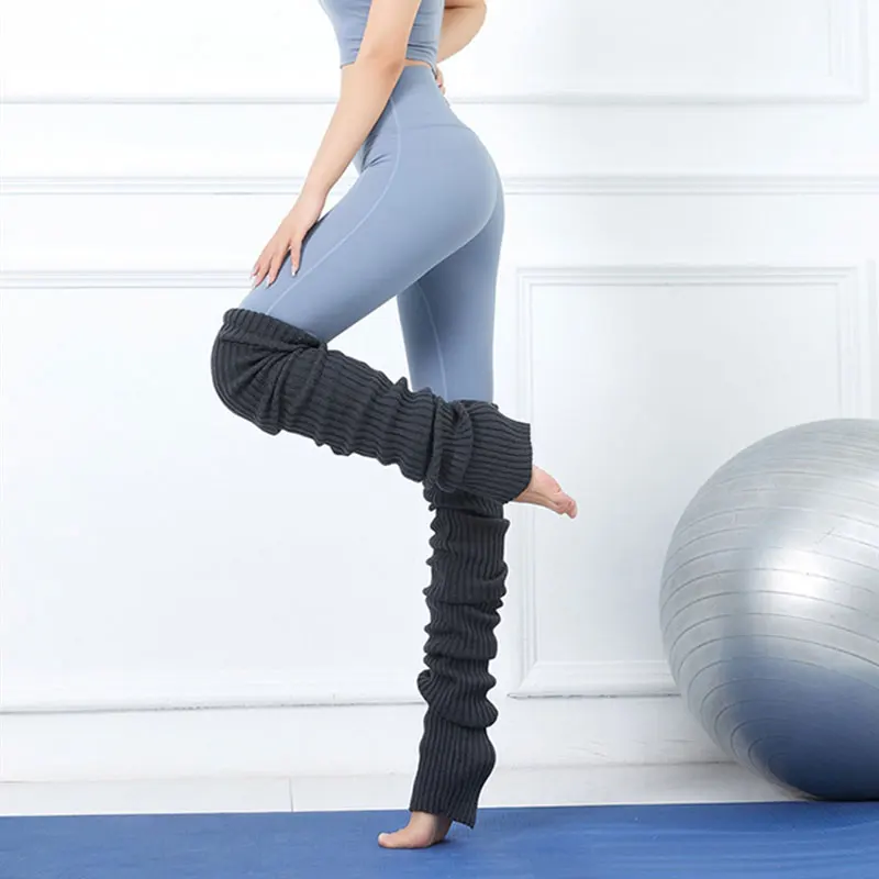 Calze lavorate a maglia in lana da donna Yoga Dance Fitness 90cm danza classica invernale Warm Up calzino scaldamuscoli sopra il ginocchio calze autoreggenti