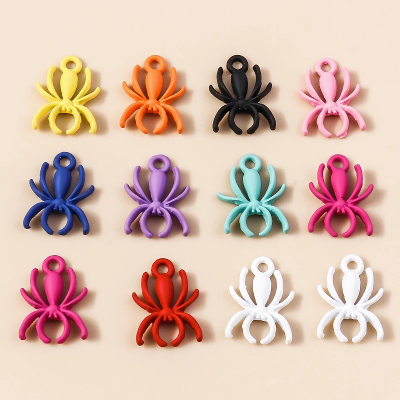 10pcs 13*17mm Halloween Charms Steampunk Colorful Spider Pendants for Necklaces Earrings DIY Handmade Jewelry Accessories