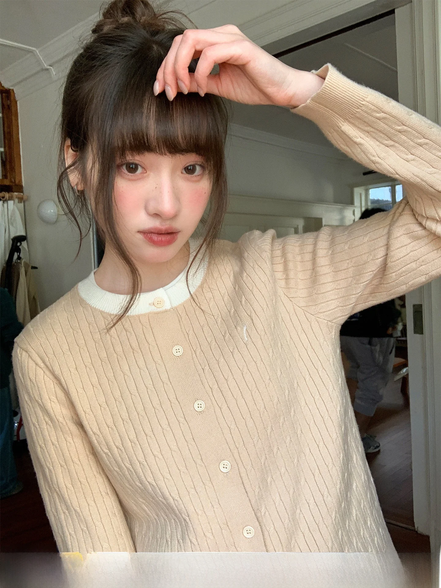

Hello Color Blo round Ne Knitted Cardigan Women's Spring Autumn New Retro Lazy Sweater Embroidery Long Sve Knitwear