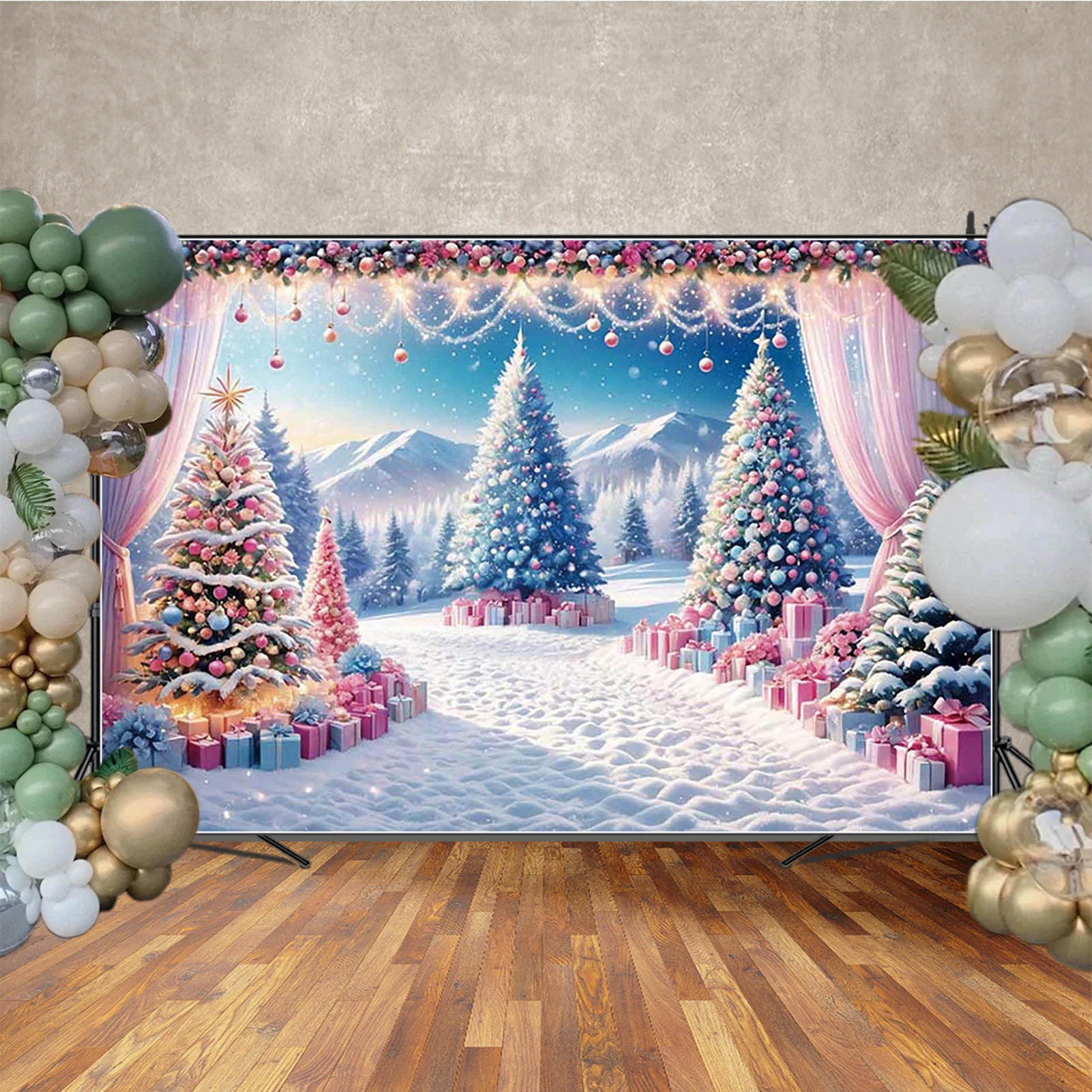 MOON.QG Новый год Рождественские фоны для фотографий Арка Дверь Лесная арка Дверь Фон для фотосъемки Девушка Реквизит для съемки Вечеринка